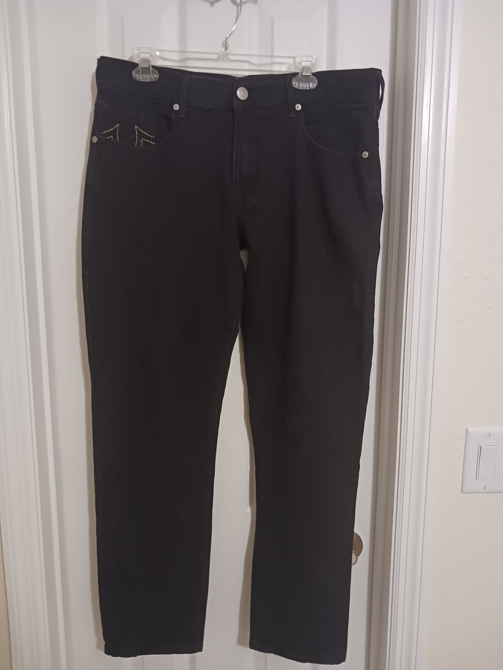 True Religion Men's Black Geno Slim Jeans with Gold Stitch Accent 36x 30